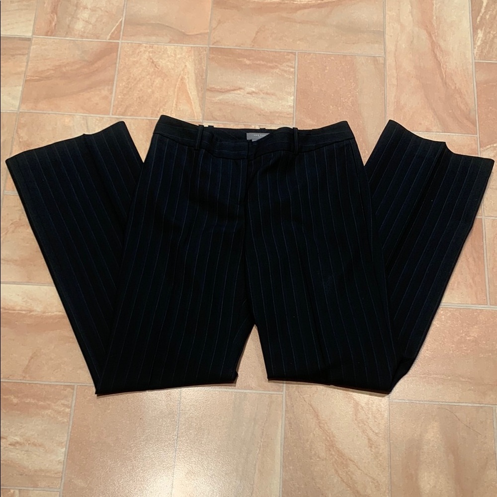 Ann Taylor Women's Petite Black Pinstripe Signature Business Work Dress Pants